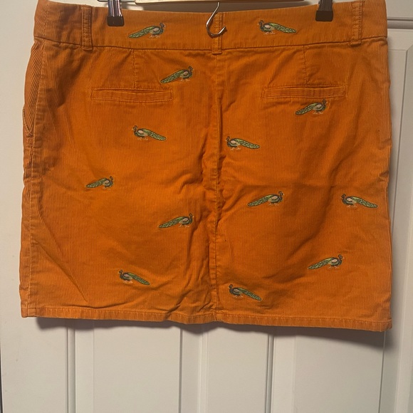 J Crew Orange Corduroy Miniskirt with Peacocks 2000s - Picture 7 of 11